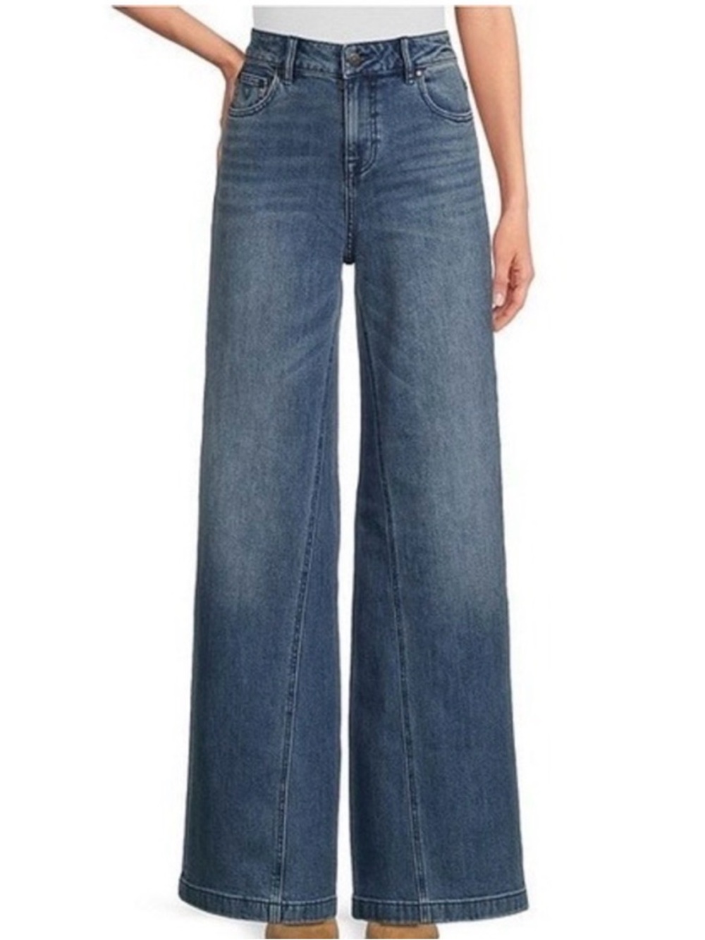 Johnny Was The Wide Leg Jean Sisa Medium Wash Embroidered Eagle Size 26 - Picture 2 of 12